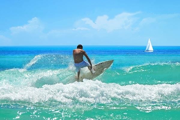 Surfer catching a wave in Florida
